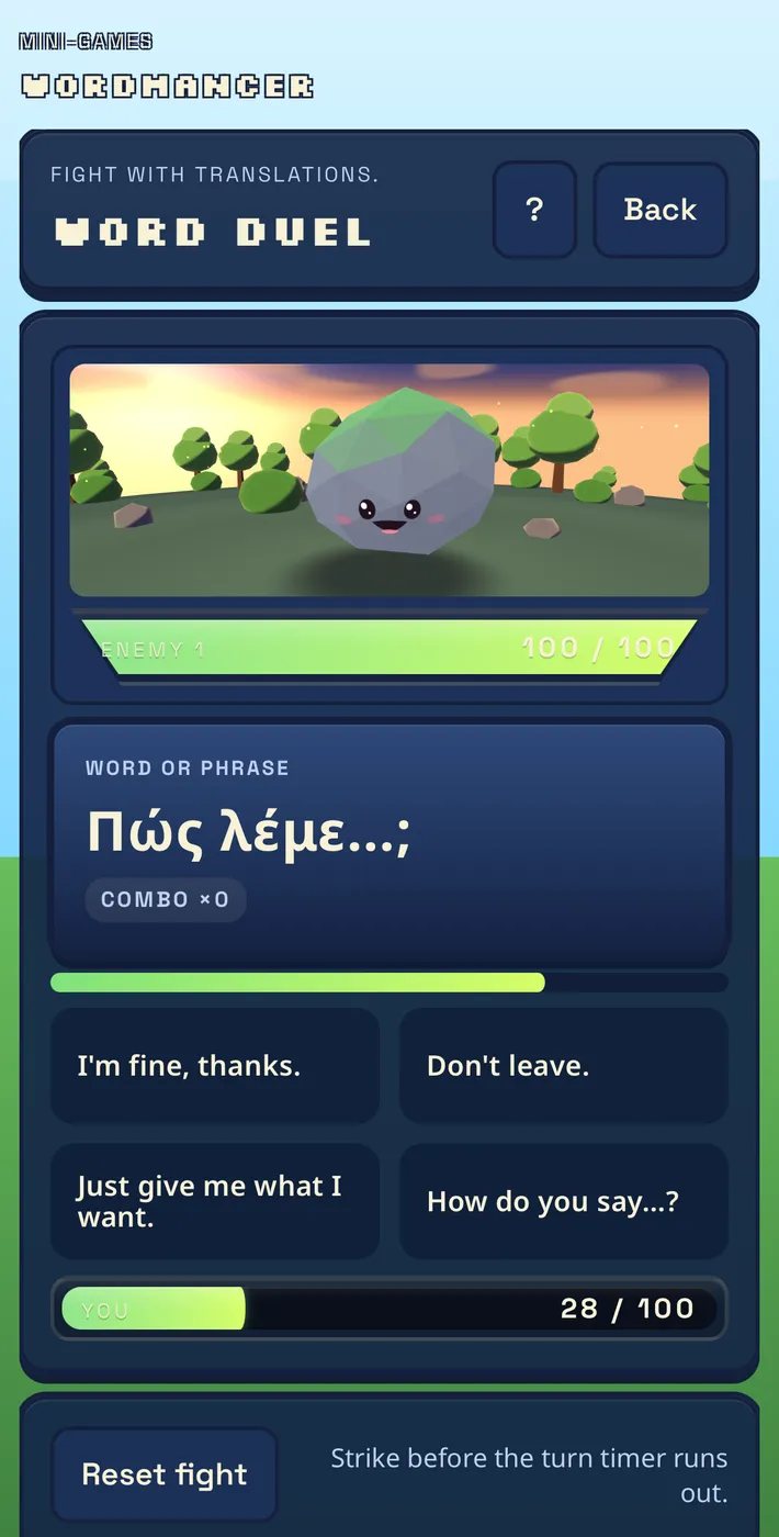 Word Duel mini-game